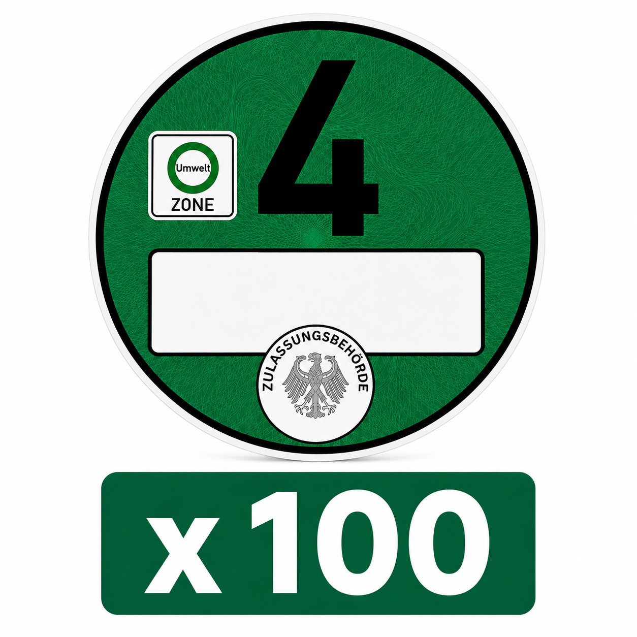 Feinstaubplakette für PKW & LKW – Schadstoffgruppe 4 (Grün)