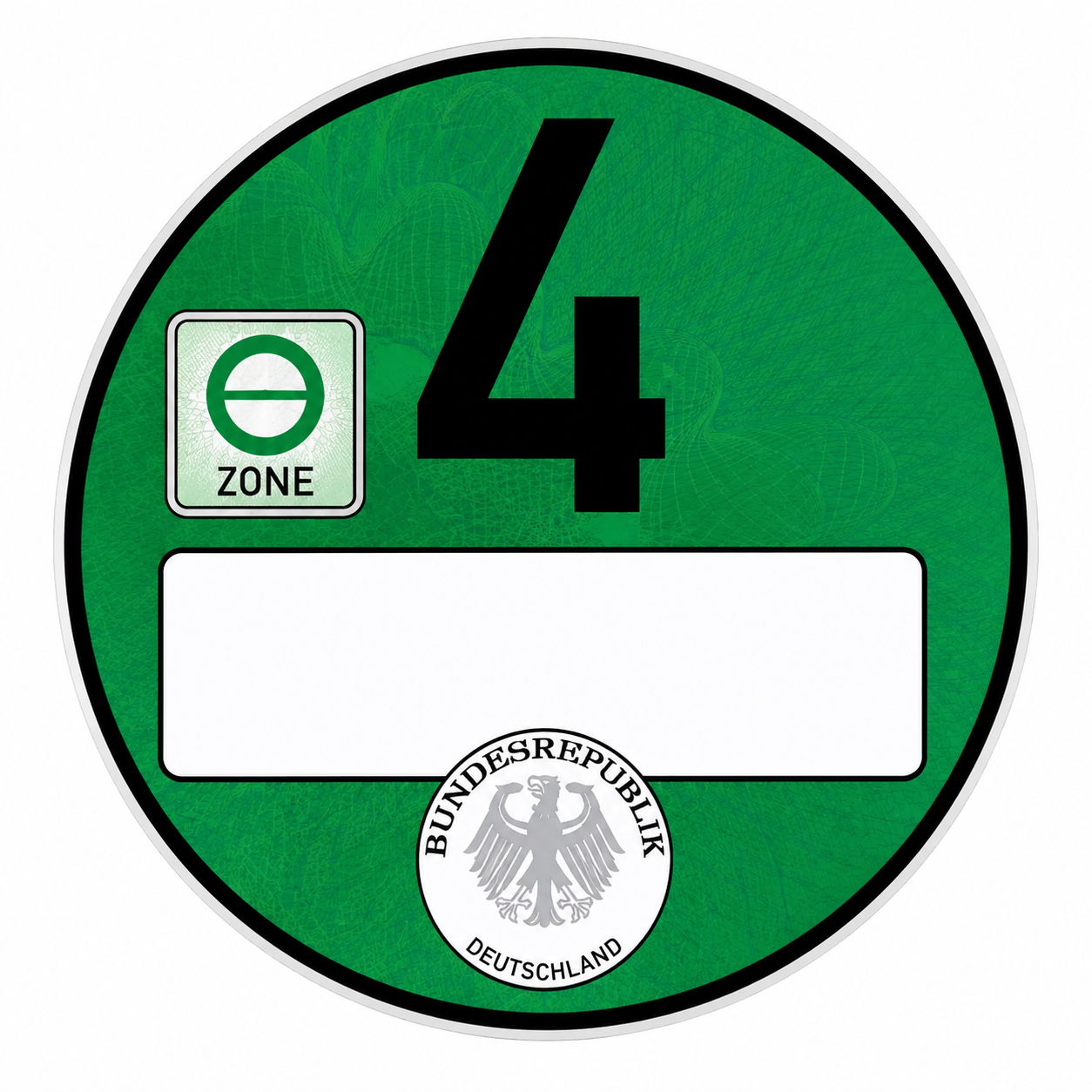Feinstaubplakette für PKW & LKW – Schadstoffgruppe 4 (Grün)
